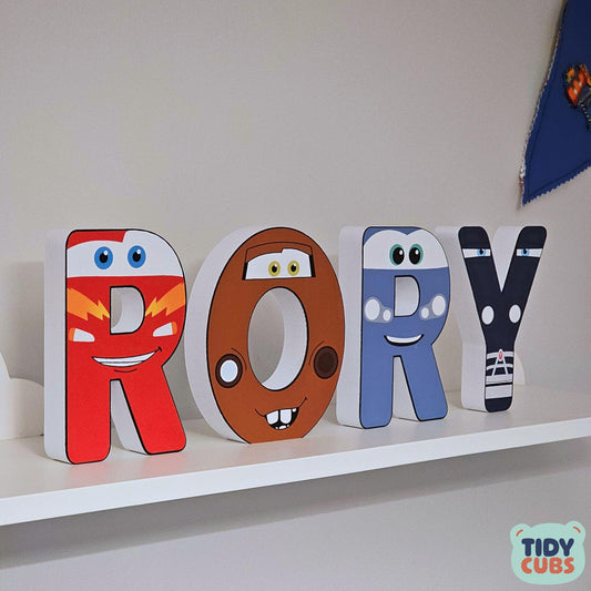 Custom 12cm Cars Themed Letter Name Sign